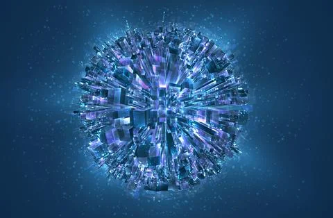 Vector abstract 3d crystal. a view of the roofs of the city, a large chaotic Illustrazione stock