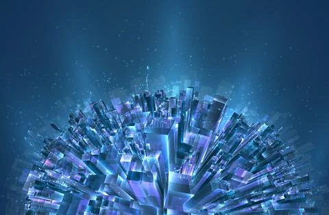 Vector abstract 3d crystal. a view of the roofs of the city, a large chaotic イラスト素材
