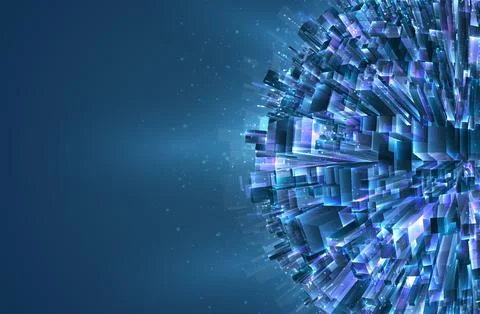Vector abstract 3d crystal. a view of the roofs of the city, a large chaotic 스톡 일러스트