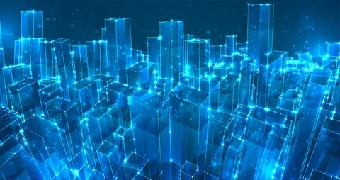 Vector abstract 3d crystal. a view of the roofs of the city, a large chaotic Illustrazione stock
