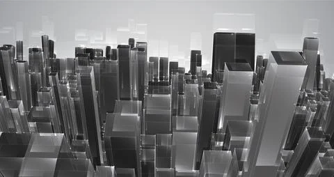 Vector abstract 3d crystal. a view of the roofs of the city, a large chaotic Stock Illustration