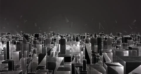 Vector abstract 3d crystal. a view of the roofs of the city, a large chaotic Stock Illustration