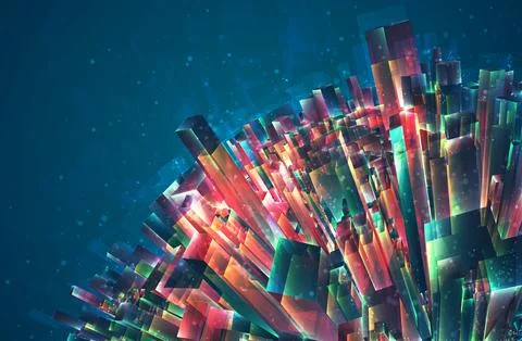 Vector abstract 3d crystal. a view of the roofs of the city, a large chaotic Stock Illustration