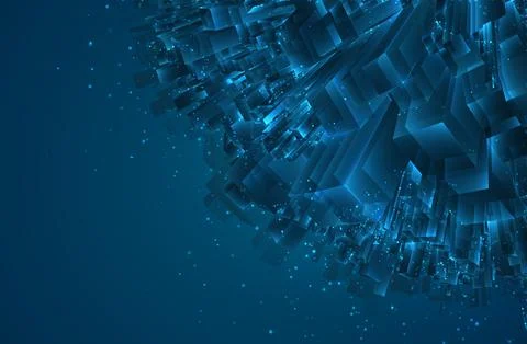 Vector abstract 3d crystal. a view of the roofs of the city, a large chaotic 库存插图