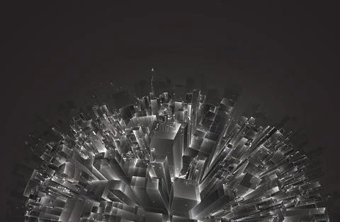 Vector abstract 3d crystal. a view of the roofs of the city, a large chaotic Stock Illustration
