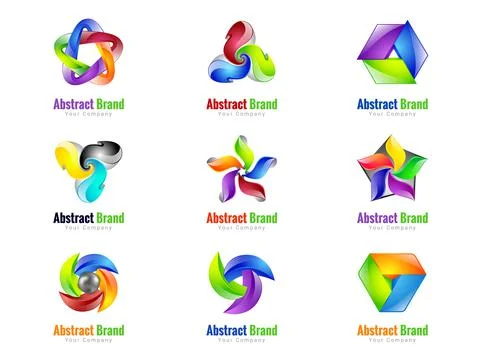 Vector abstract 3d logo design elements. Corporate identity. Application icon Stock Illustration