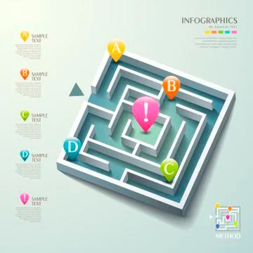 Vector abstract 3d maze infographics Stock Illustration