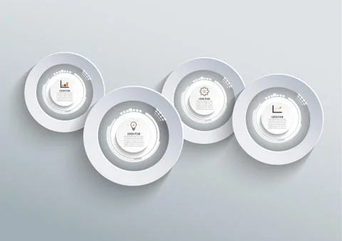 Vector abstract 3D paper infographic elements. Circular infographics 4 option Illustrazione stock