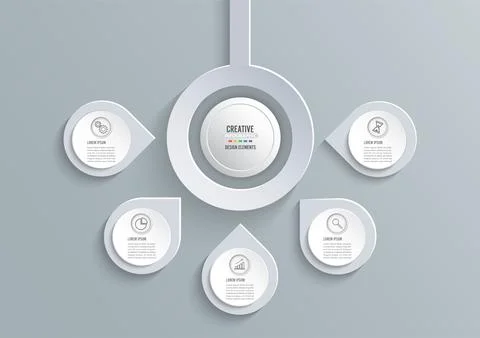 Vector abstract 3d paper infographic elements. Circular infographics. Stock Illustration