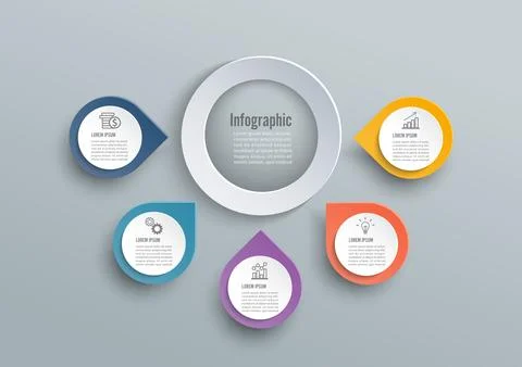 Vector abstract 3d paper infographic elements. Circular infographics. Stock Illustration