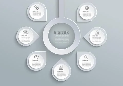 Vector abstract 3d paper infographic elements. Circular infographics. Stock Illustration