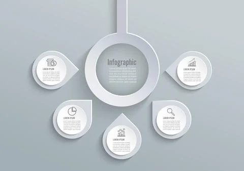 Vector abstract 3d paper infographic elements. Circular infographics. Stock Illustration