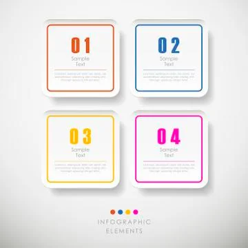 Vector abstract 3d paper rounded Rrectangle infographics Stock Illustration