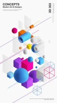 Vector abstract 3D visualization background, template modern composition of Ilustración de archivo