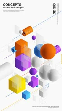 Vector abstract 3D visualization background, template modern composition of Ilustración de archivo