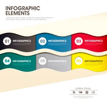Vector abstract 3d waves paper infographic elements Stock Illustration