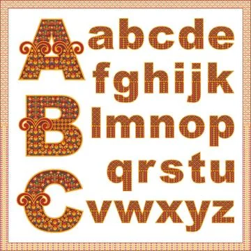 Vector abstract alphabet with comic kids pattern. イラスト素材