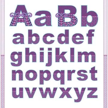 Vector abstract alphabet with comic kids pattern. Stock Illustration