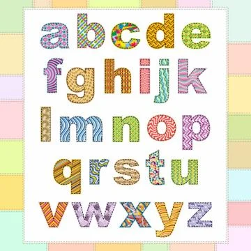 Vector abstract alphabet with comic kids pattern. Stock Illustration