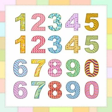 Vector abstract alphabet numbers with pattern. Stock Illustration