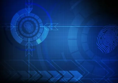 Vector : Abstract arrow and circle with finger print on technology background Stock Illustration