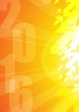 Vector : Abstract arrows with 2016 on yellow and orange background Illustrazione stock