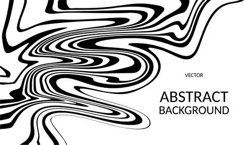 Vector abstract background black stripes zebra print effect on white . Fluid art Illustrazione stock