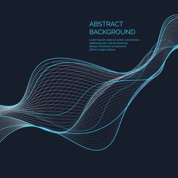 Vector abstract background with a blue dynamic waves and particles. Stock Illustration