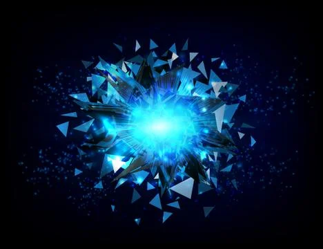 Vector abstract background. Bright blast in dark. Glowing neon light. Digit.. Stock Illustration