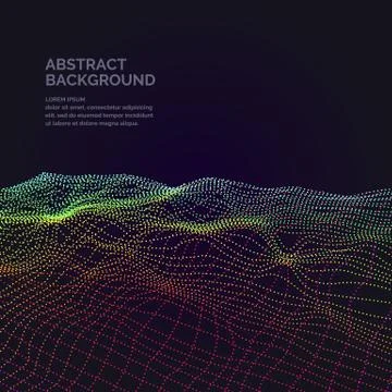 Vector abstract background with a colored dynamic grid, line and particles Stock Illustration