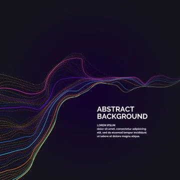 Vector abstract background with a colored dynamic waves, line and particles. Stock Illustration