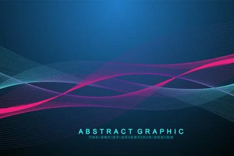 Vector abstract background with a colored dynamic waves, line and particles Stock Illustration