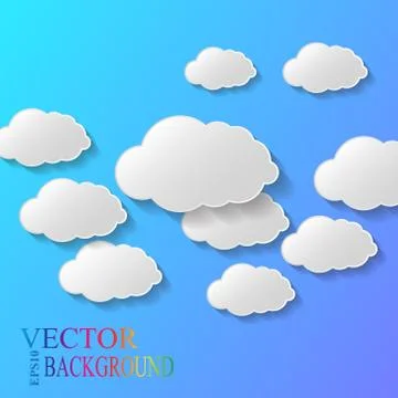 Vector abstract background composed of white paper clouds over blue. Eps10 스톡 일러스트