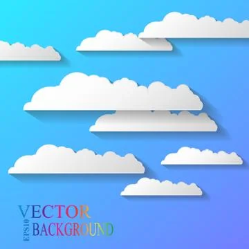 Vector abstract background composed of white paper clouds over blue. Eps10 스톡 일러스트