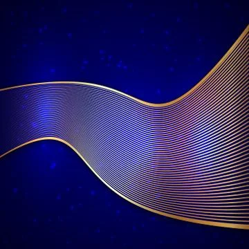 Vector abstract background with curved wide golden ribbon Illustrazione stock