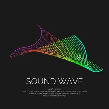 Vector abstract background with a dynamic sound waves and particles. Stock Illustration