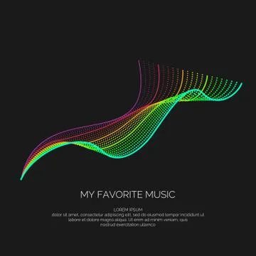 Vector abstract background with a dynamic sound waves and particles. Stock Illustration