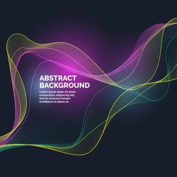 Vector abstract background with a dynamic waves and particles Stock Illustration
