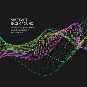 Vector abstract background with a dynamic waves and particles Stock Illustration