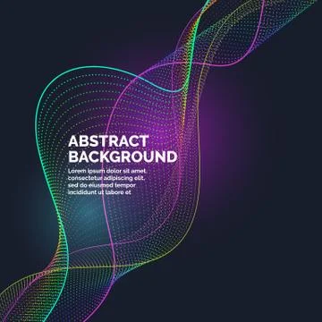 Vector abstract background with a dynamic waves and particles Stock Illustration