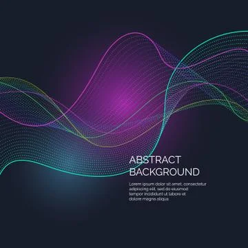 Vector abstract background with a dynamic waves and particles Stock Illustration