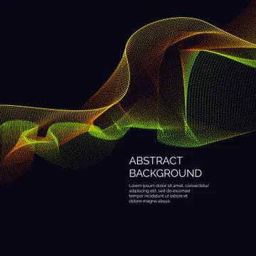 Vector abstract background with a dynamic waves and particles Stock Illustration
