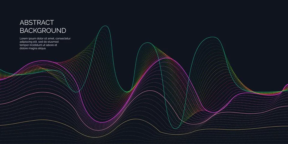 Vector abstract background with a dynamic waves and particles Stock Illustration