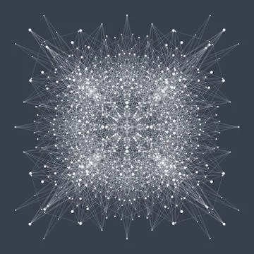 Vector abstract background with dynamic waves dot and lines, dynamic particles Stock Illustration