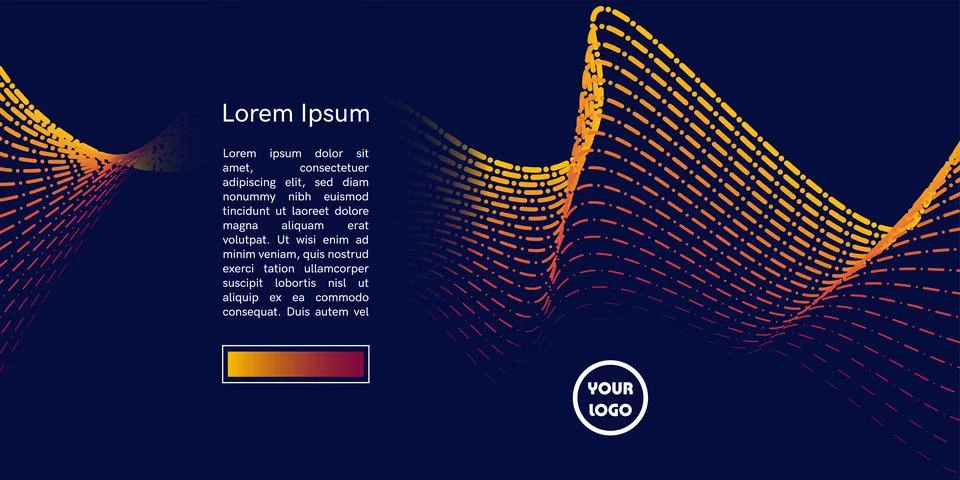 Vector abstract background with dynamic waves, line and particles. Illustrati Stock Illustration