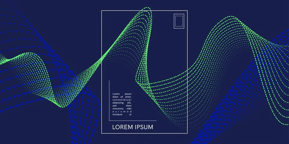 Vector abstract background with dynamic waves, line and particles. Illustrati Stock Illustration