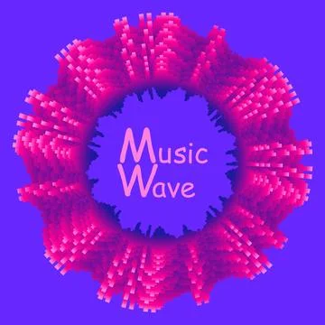 Vector abstract background with dynamic waves, line and particles. Sound wave Stock Illustration