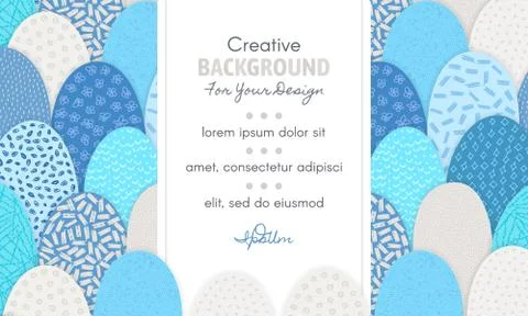 Vector abstract background with frame in centre and hand drawn textured arc s Stock Illustration