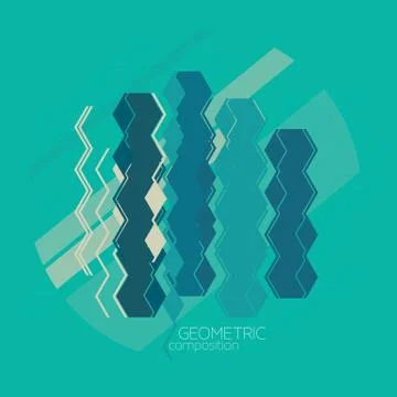 Vector abstract background with geometric composition, text Stock Illustration