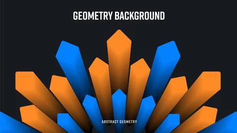 Vector abstract background, geometric shape blend 3d, orange, blue rhomboid.. Stock Illustration